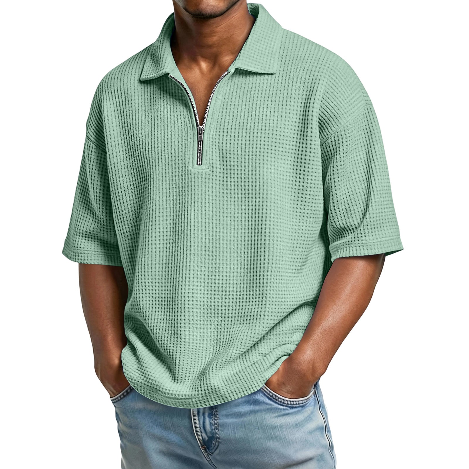Camisa Gofre Manga Corta Hombre Casual