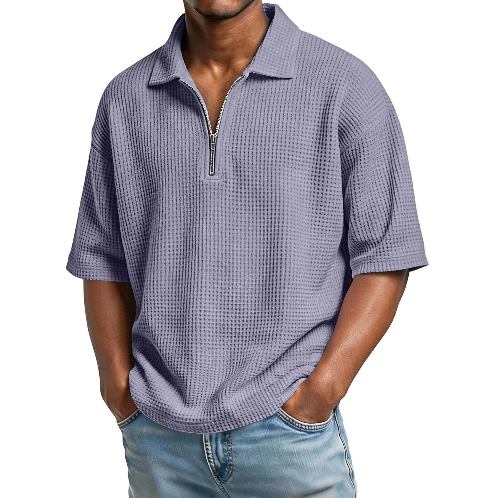 Camisa Gofre Manga Corta Hombre Casual