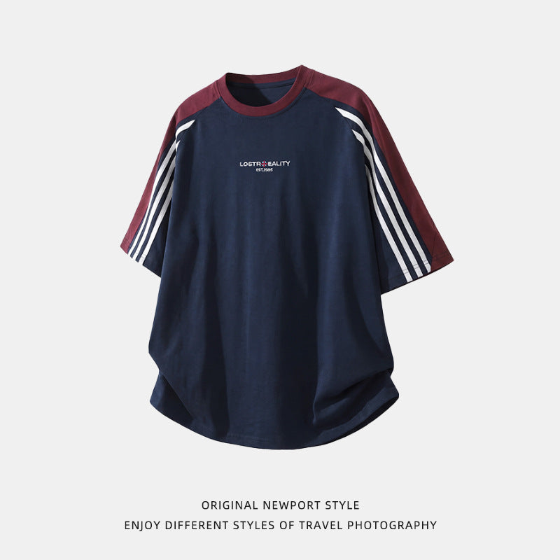 Camiseta Hombre Algodón Retro Raglán