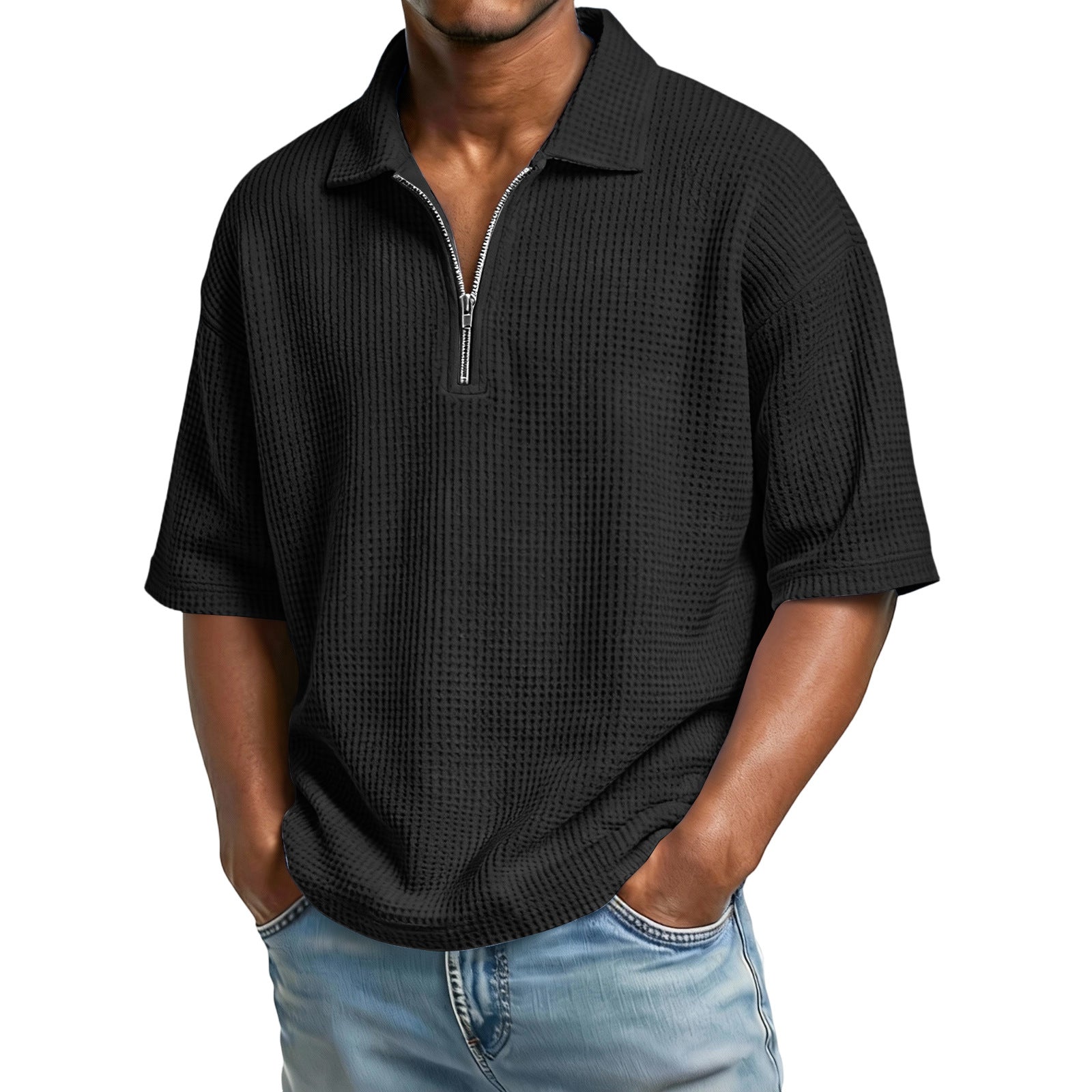 Camisa Gofre Manga Corta Hombre Casual