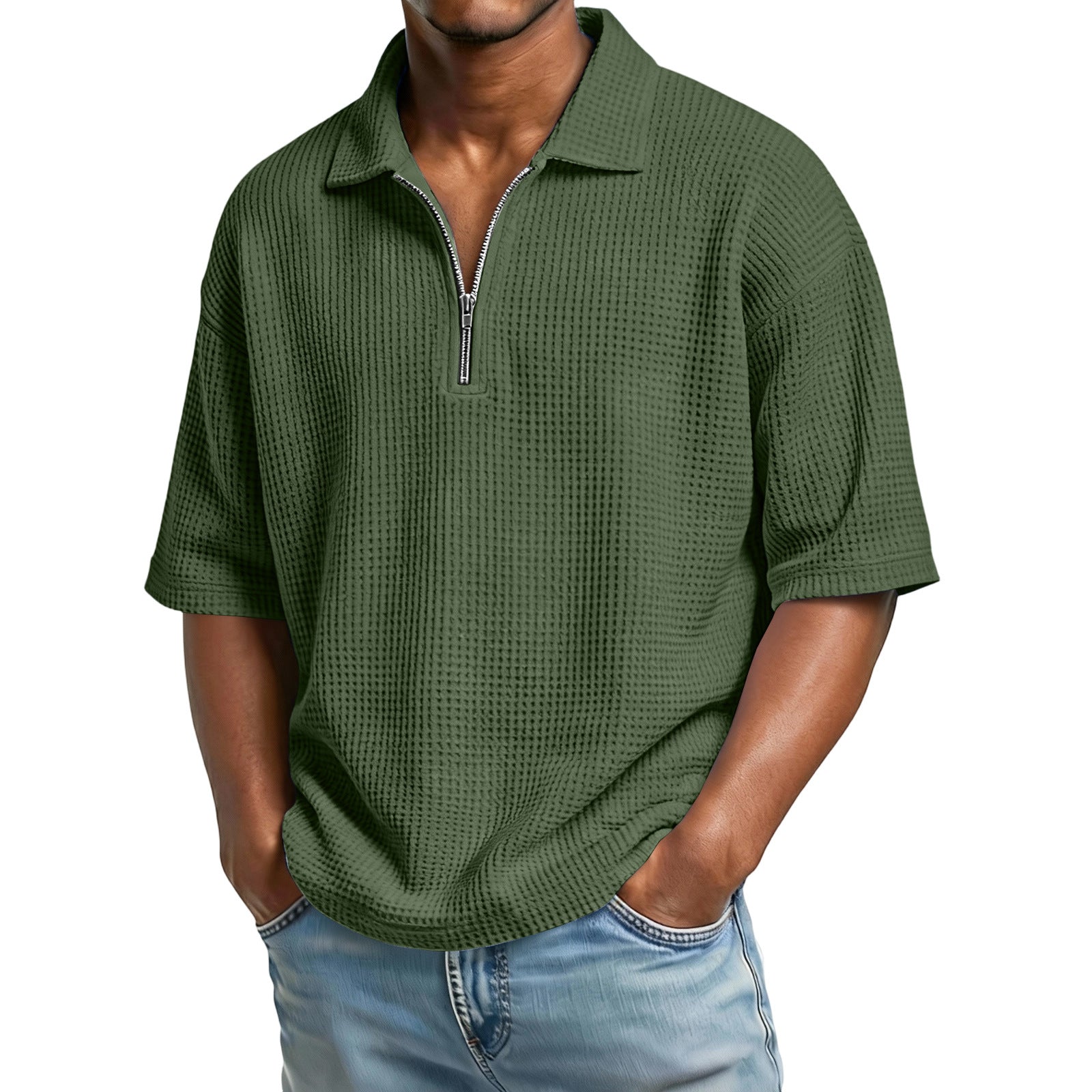 Camisa Gofre Manga Corta Hombre Casual