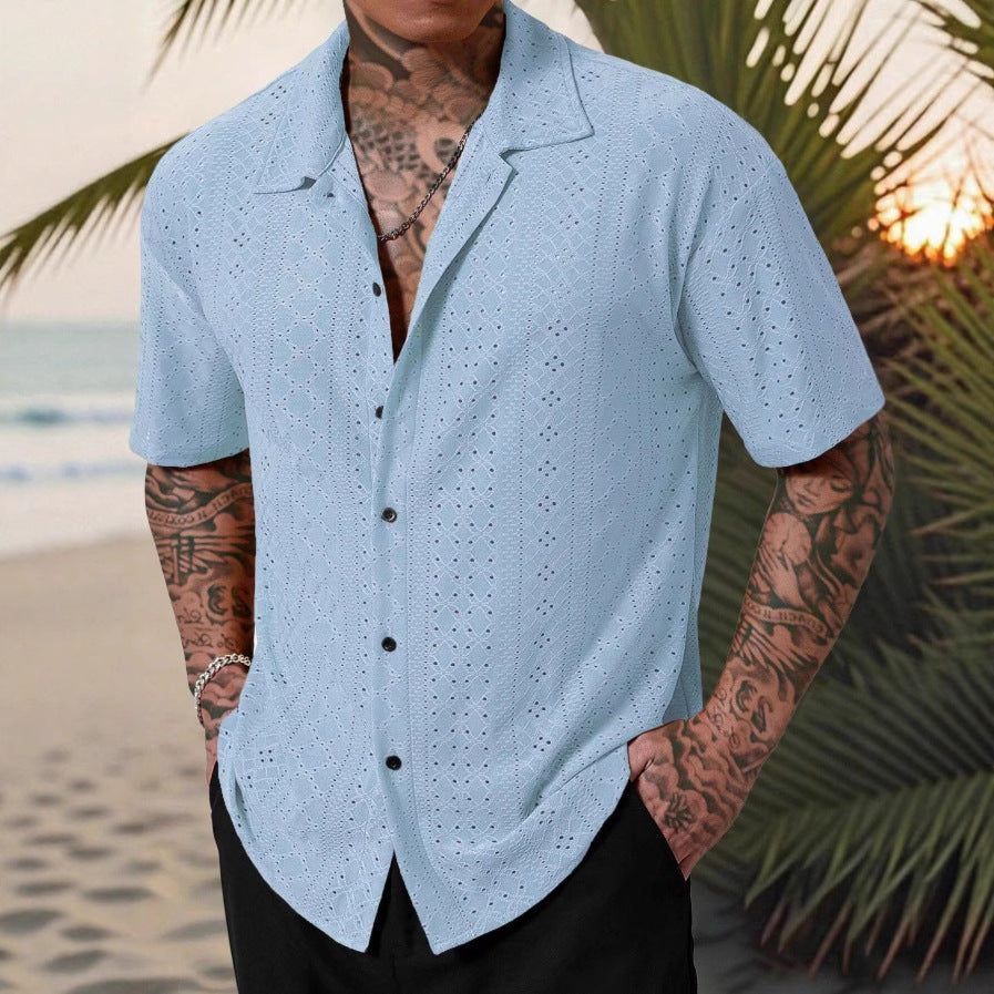 Camisa Hombre Jacquard Calada Premium