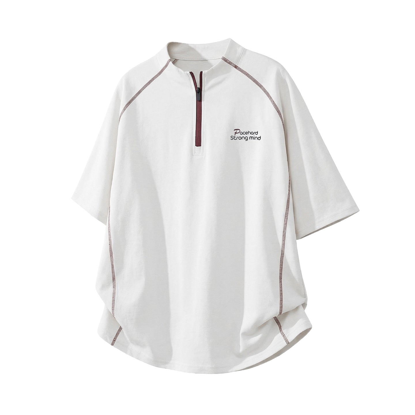 Camiseta Deportiva Hombre Medio Zip Premium