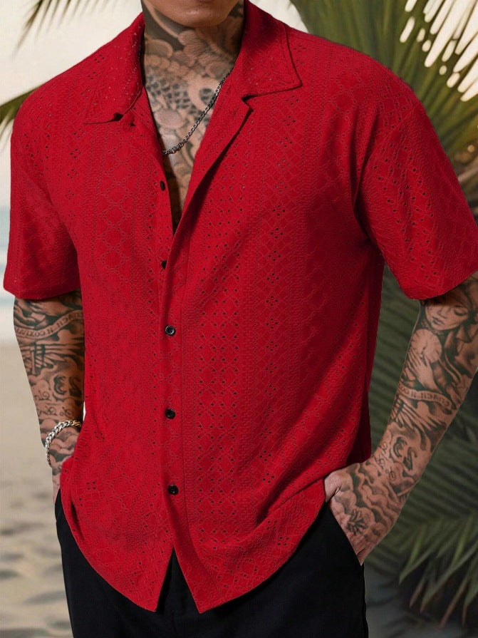 Camisa Hombre Jacquard Calada Premium