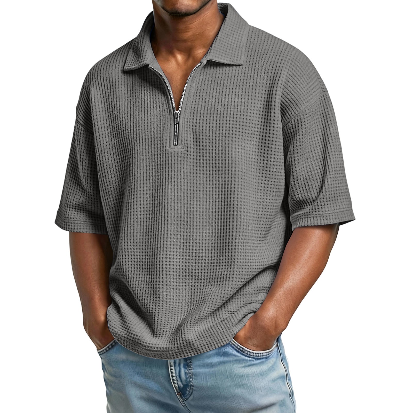 Camisa Gofre Manga Corta Hombre Casual