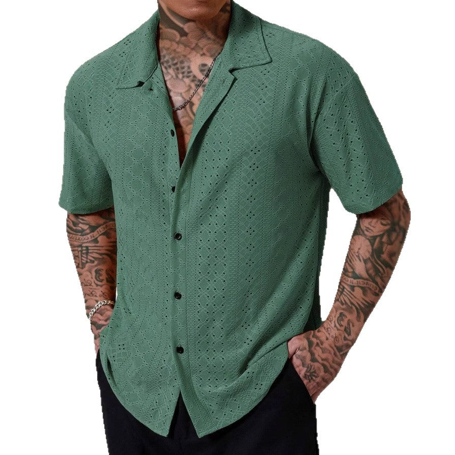 Camisa Hombre Jacquard Calada Premium