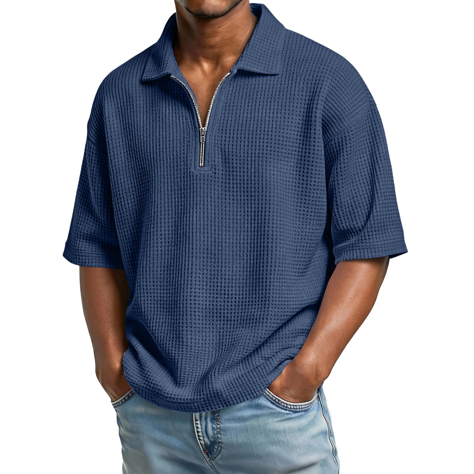 Camisa Gofre Manga Corta Hombre Casual