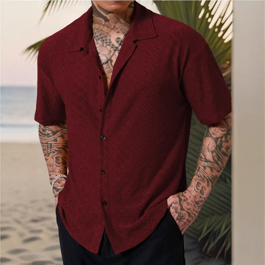 Camisa Hombre Jacquard Calada Premium