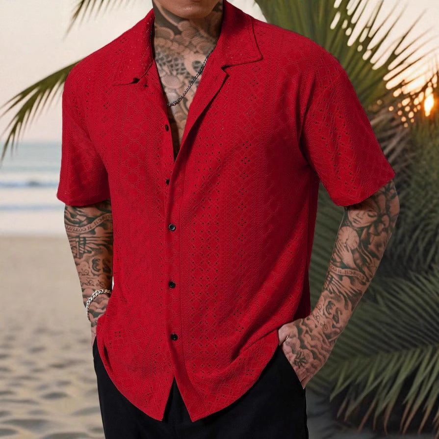 Camisa Hombre Jacquard Calada Premium
