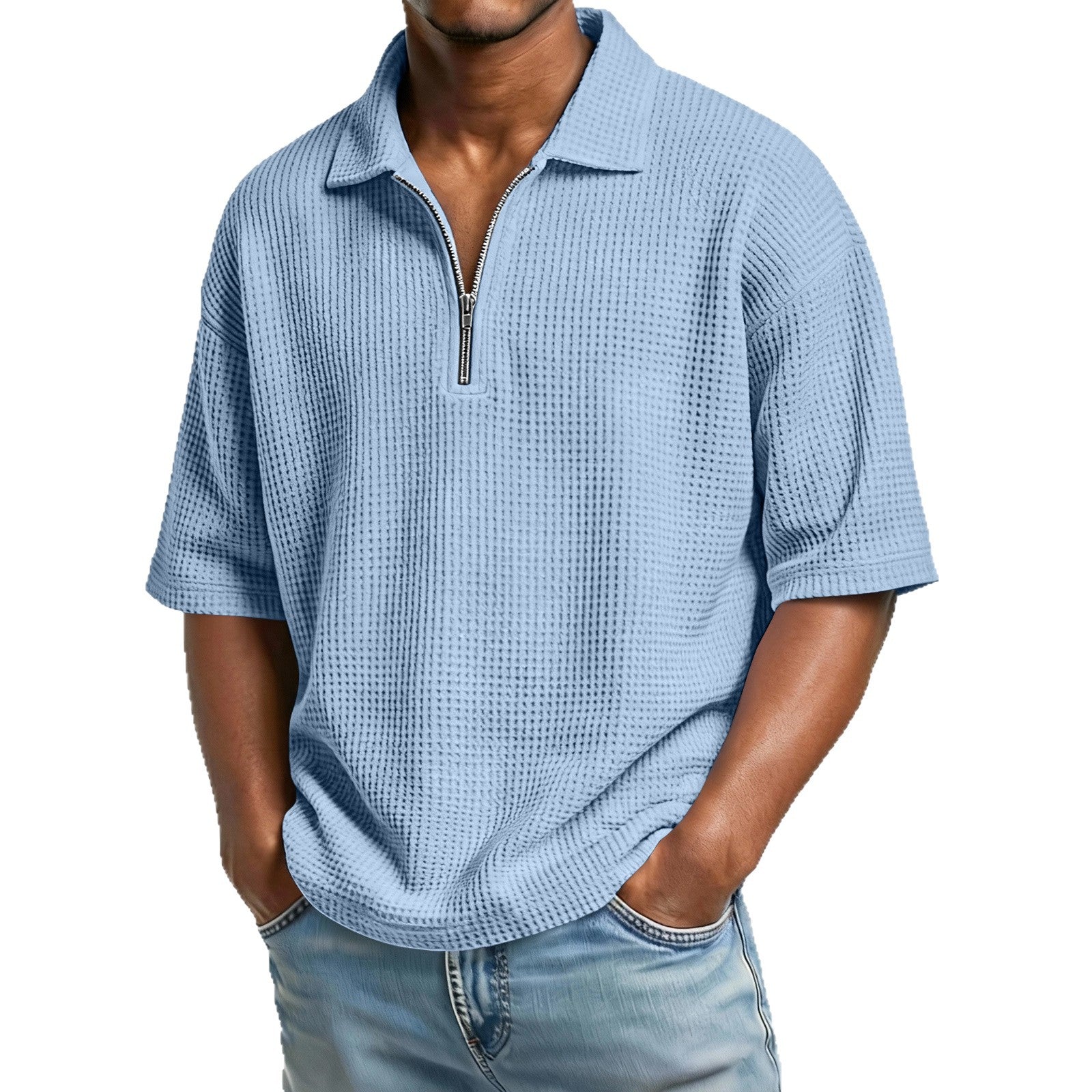 Camisa Gofre Manga Corta Hombre Casual