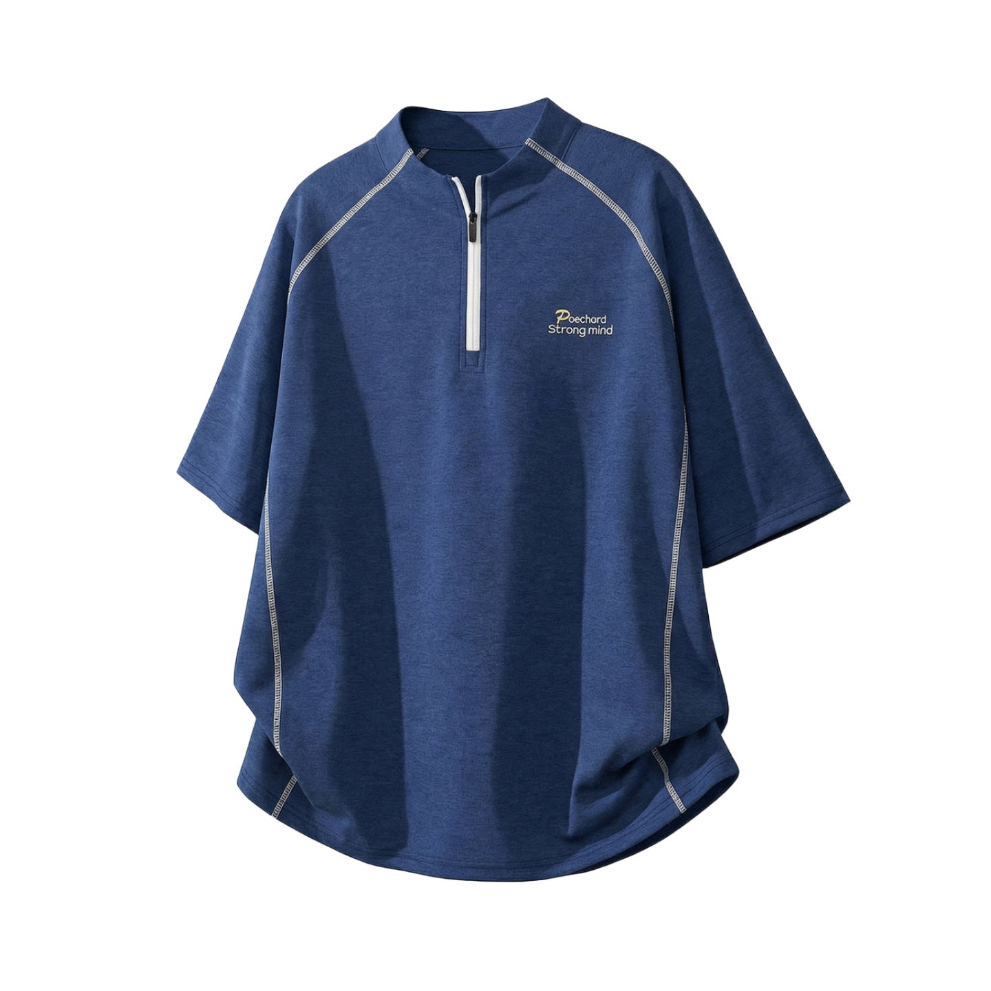 Camiseta Deportiva Hombre Medio Zip Premium