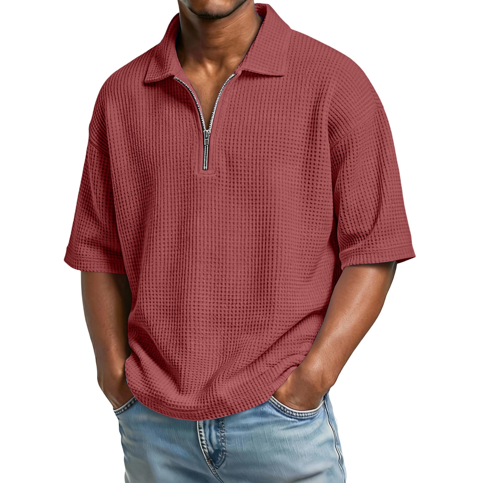 Camisa Gofre Manga Corta Hombre Casual