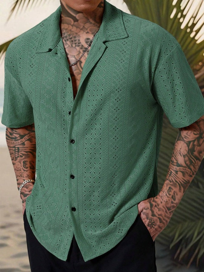 Camisa Hombre Jacquard Calada Premium