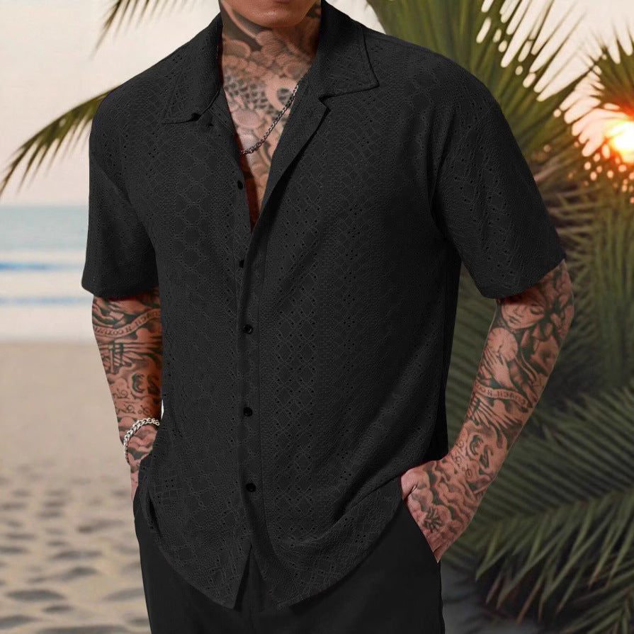 Camisa Hombre Jacquard Calada Premium