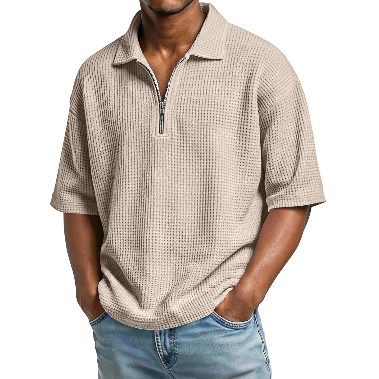 Camisa Gofre Manga Corta Hombre Casual